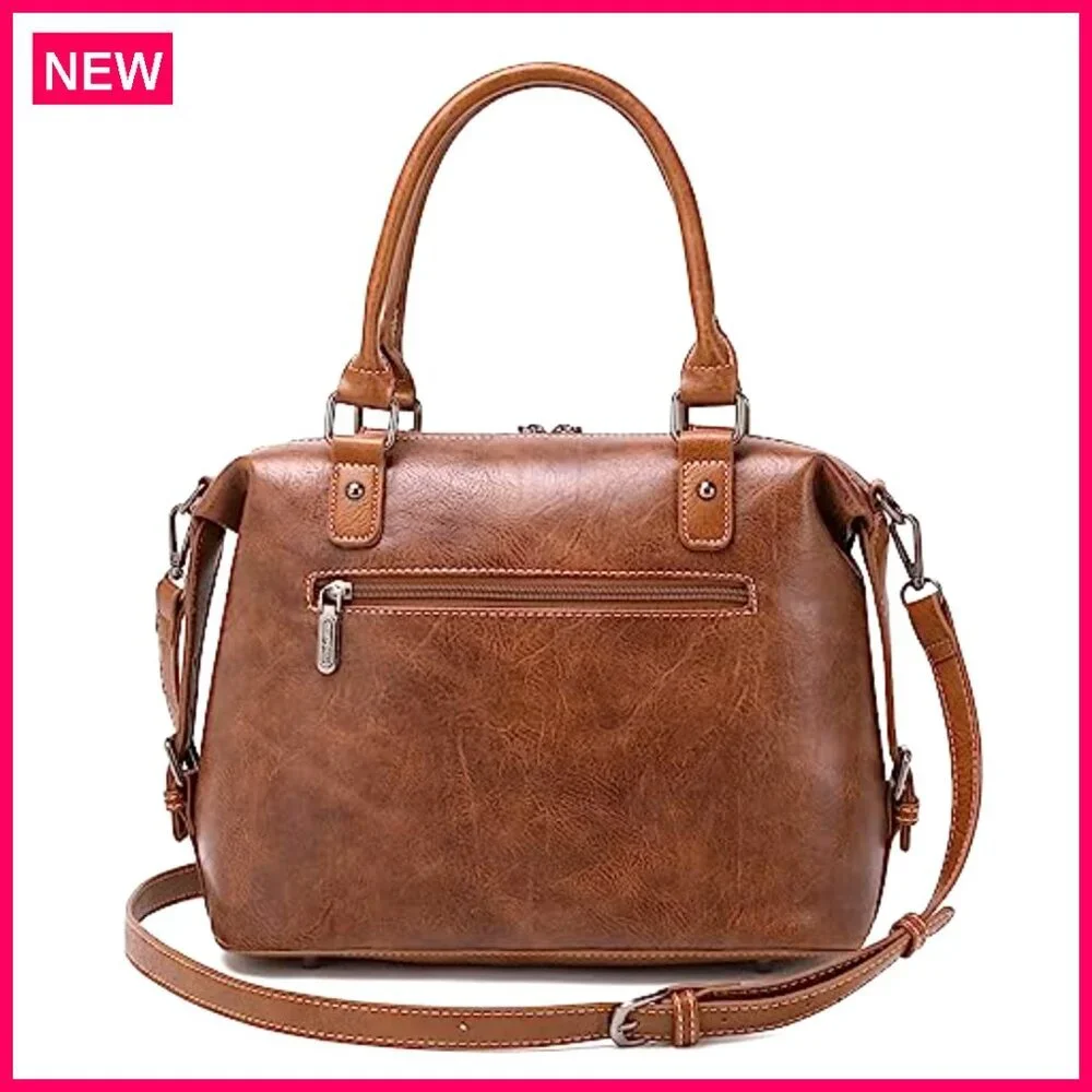 Western Barrel Satchel Purse with Detachable Strap, Lightweight Spacious Handbag - Picture 6 of 8